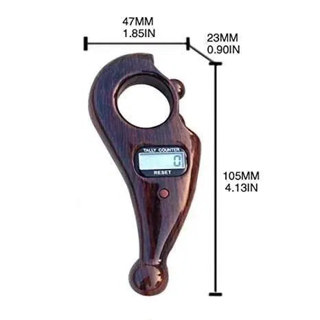 Digital Jaap Mala Counter – Wooden Finger Tasbih with LCD Display